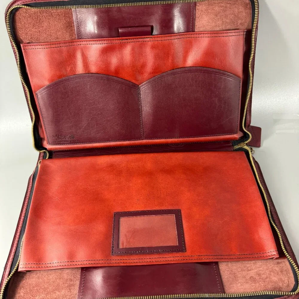Vintage Schlesinger Brother Burgundy Leather Briefcase